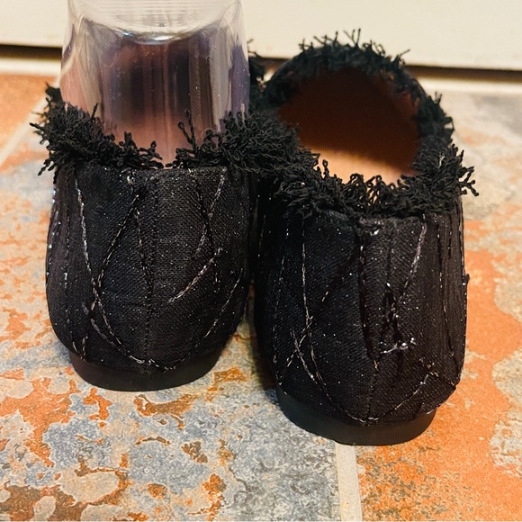 🖤NWOB! Fancy Pointed Toe Black with Silver Metallic Beading, Fringed Flat! - Picture 7 of 12